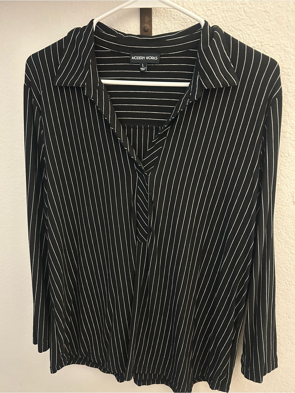 Modern Works Black Pinstripe Button-Down Shirt
